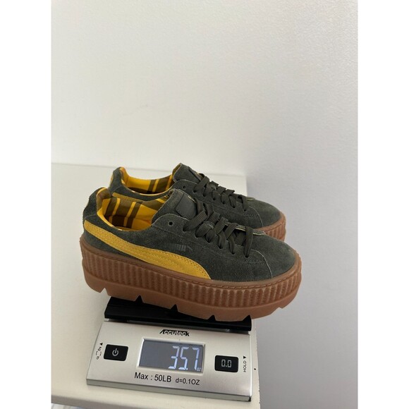 PUMA x Fenty Cleated Creeper Suede Platform Green Yellow Brazil Women's 5.5 NEW - Picture 12 of 12